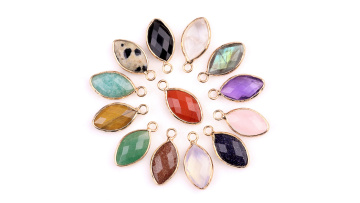 Faceted Horse Eye (11x18mm) Golden Wrap Stone Pendant SP1808G