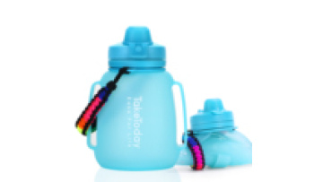 BPA Free 40oz Sport Gym Collapsible Drinking Foldable Silicone Travel Water Bottle With Straw And Time Marker1