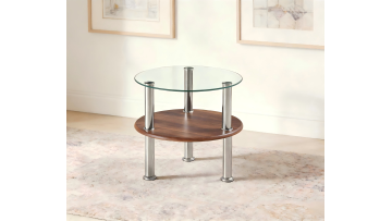 TL-K16M Sleek Modern Side Table with Glass Top for Compact Living Spaces