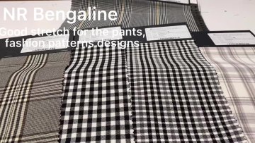 High quality stretch rayon polyester nylon spandex  bengaline check yarn dyed fabric for pants1