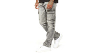 Custom Men Stacked Jeans Patchwork Contrast Flared Pants Slim Fit Wide Leg Jeans Work Trousers Double Knee Carpenter Pants1