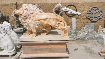 red marble lion