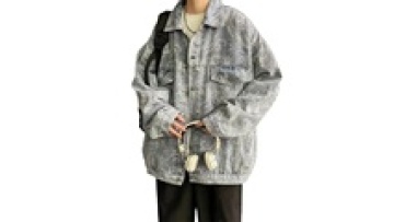 High Quality Full Jacquard Denim Jacket Men's European and American fashion jeans jacket Plus Size1