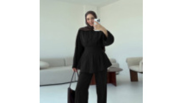 Muslim 2 Piece Top Pant Set Islamic Clothing Muslim Women Suit Set Modest Winter Abaya Tunics Oversize Match Pants1