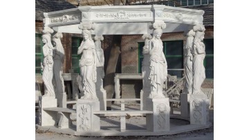 BRMG5810 Artisanal Stone Pavilion with Classical Caryatid Design