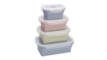 Spot rectangular folding sealed fresh-keeping portable lunch box microwave silicone lunch box set wholesale1
