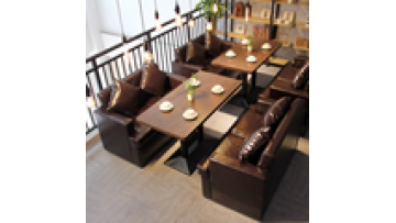 Factory price commercial furniture coffee shop I shape leather and metal sectional restaurant bench booth sofa1