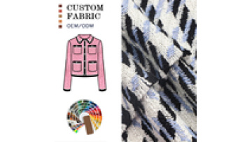 New Arrival Jacquard Fabric 100%Polyester 500GSM Black and White Squares Wool Woven Tweed Fabric for Suit Coat1