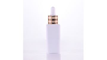 Opal white square dropper bottle with aluminium cap