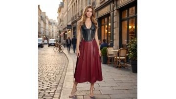 PU Pleated A-Line Skirt Set – Modern Classic