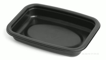 Black PP Base Tray — Food-Grade Black Polypropylene Container, Microwave-Safe.