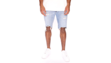 Wholesale Summer Trendy  Fashion Casual Light  Blue Denim Shorts Ripped Jeans For Men1