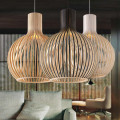 Modern Black Wood Birdcage E27 bulb Pendant light nordic home deco bamboo weaving wooden Pendant lamp Dropshipping