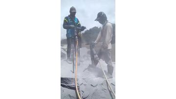 hydraulic breaker jack hammer at drilling worksite