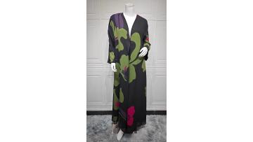 MQ265Floral Print Two-Piece Kimono Abaya Set