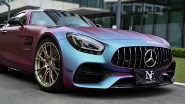 PL416-P Burgundy Blue Car Wrap