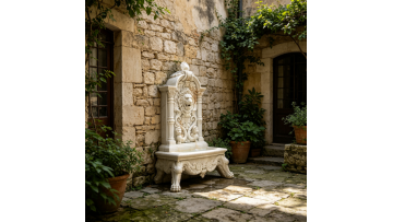 European-Garden-Fountain-Patio-With-Statue