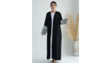 Turkish Embroidered Open Abaya Dubai Muslimah Cardigan with Tassel Sleeves and Belt1