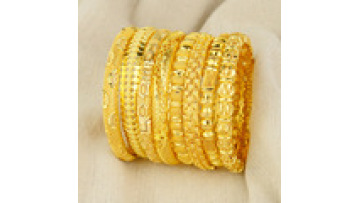 Gold Plated Copper Bangles with Polka Dot Pattern for Dubai Brides1