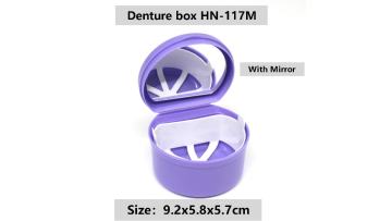 Customized  Plastic Dental Care Denture  Bath Box with  Mirror1