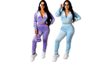 OEM Sport Clothes Womens Velvet Trouser Sets 2 Piece Long Sleeve Tights Set Woman1