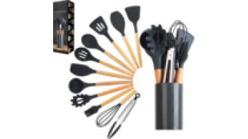 Wholesale Bpa free Non Toxic Silicone Kitchen Utensils Set Cooking Utensils Set with Wooden Handle1
