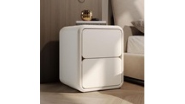 wholesale hotel household modern Simplicity  Leather furniture solid wood storage bedroom  bedside table with drawer1