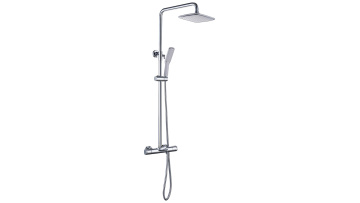 Polished Chrome Dual Handle Shower Fixtures Set with Water Fall Contemporary Exposed Shower Faucet System Hot Cold Water Mixer1