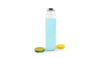 glass juice bottle with metal lid 300ml