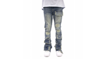 OEM Mens Stacked Distressed Jeans Top Quality Regular Denim Trouser for Men1