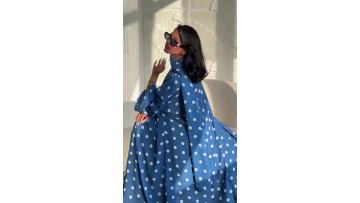 Polka Dot Two-Piece Open Abaya Set