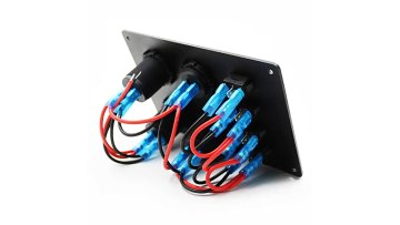6 Gang Rocker Toggle Switch 12V Panel w/Quick Charge 3.0 USB Charger & Voltmeter, RED or Blue Led. All are Pre-Wired in Surface1
