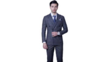 100% Wool Plaid Dark Grey Fabric Men's Business Slim Suits Custom Made to Measure Service Plus Size Big Lapel1