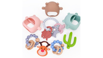 Round Bracelet Halloween Autistic Infant Private Label Fruit Beech Wood Animals Cartoon Silicone Baby Teethers For Baby1