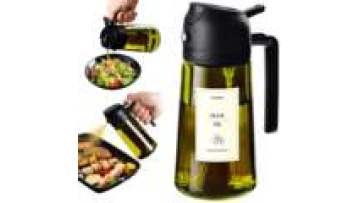 470ml 16oz Dark  2 in 1 Oil Sprayer Bottle Dual Use Spray & Pour Olive Oil Dispenser Kitchen Cooking Oil Pot for Fryer BBQ1