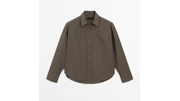 Women's urban minimalist and versatile pure cotton long sleeved shirt