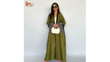 New Eid Saudi Arabia Hot Selling Open Abaya Women Muslim Dress Embroidery Abaya Women Muslim Dress Linen Abaya1