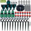 KESLA 5M-50M Micro Drip Irrigation Watering Kit Automatic Garden Greenhouse Irrigation System 180° Dripper Nozzle Stakes Support
