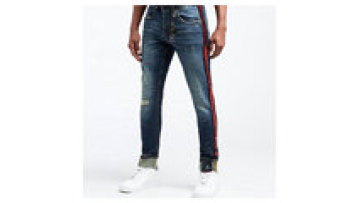 Designer Working Mens Side Stripe Pockets Jeans Extended Denim Pants for Men1