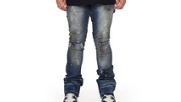 Custom High Quality Denim Men's High Waist Fashion Vintage Distressed Stack Casual Jeans1
