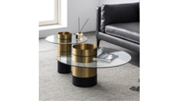 New arrival round glass round coffee table brass center mirror tea table newest simple style black glass tea table1