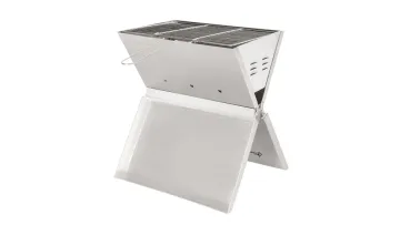 Hot Sales Portable Charcoal Grill Small Folding BBQ Grill Stainless Steel Camping Grill, Silver1