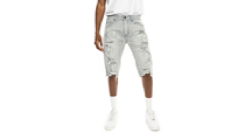 Custom logo men cotton side strip ripped man casual jeans denim fashion shorts1