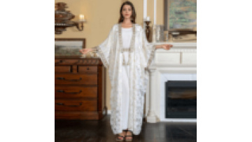 Muslim Islamic Clothing Women's Dresses Evening Party Wear European and American Robe Open Abaya Kaftan 2 Piece Set1