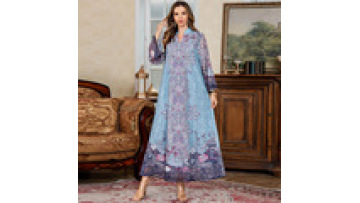 Hot Fix Rhinestones Printed Middle East Maxi Abaya Dress Dubai Muslim Women's Fashion Ramadan Jalabiya Islamic Leopard Eid Robe1