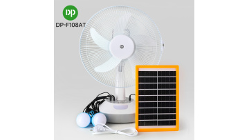 Rechargeable 14 inch Electric Oscillating Solar Fan with Light and Bulbs