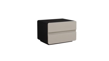 Modern Ornate Black Oak Veneer E0 MDF Board Base Beige Roasted Painting Cabinet Nightstand Bedside Tables for Home Design1