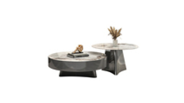 Luxury coffee table for living room modern new design coffee table stainless steel marble top sintered stone round coffee table1