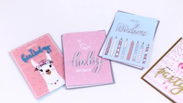 Custom Printed Luxury Glitter Gold Foil Gift Handmade Girl Happy Birthday Greeting Cards with Envelopes1