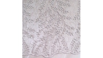 Poly mesh with embroidery fabric elegant design soft touch pink color 3d spot1